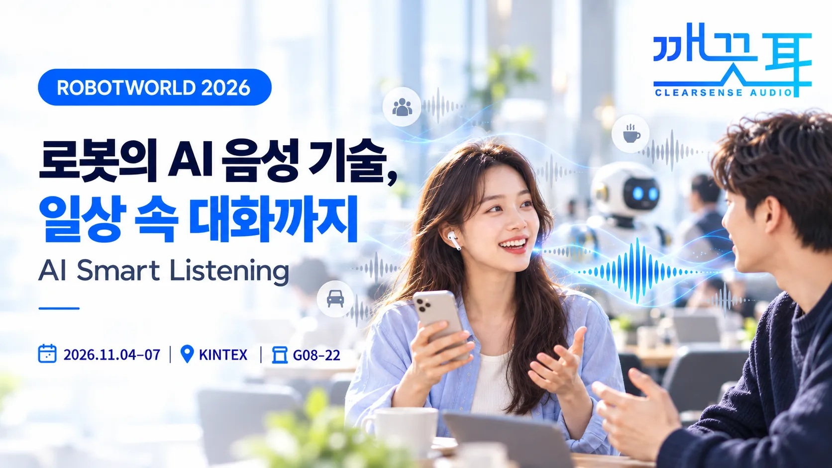 Cover for 깨끗이앱(ClearSense Audio), 2026 로보월드에서 만나보세요